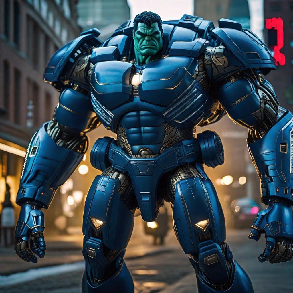  sentinel bot ai in blue with the face of hulk flying hyperrealistic, full body, detailed clothing, highly detailed, cinematic lighting, stunningly beautiful, intricate, sharp focus, f/1. 8, 85mm, (centered image composition), (professionally color graded), ((bright soft diffused light)), volumetric fog, trending on instagram, trending on tumblr, HDR 4K, 8K