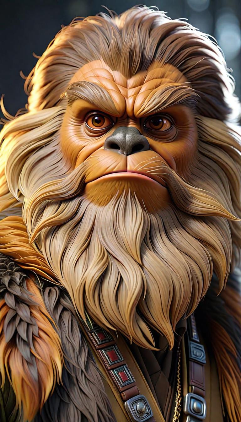  Professional 3D model of chewbaca . Rendered with Octane, the model is highly detailed,dramatic lighting. hyperrealistic, full body, detailed clothing, highly detailed, cinematic lighting, stunningly beautiful, intricate, sharp focus, f/1. 8, 85mm, (centered image composition), (professionally color graded), ((bright soft diffused light)), volumetric fog, trending on instagram, trending on tumblr, HDR 4K, 8K