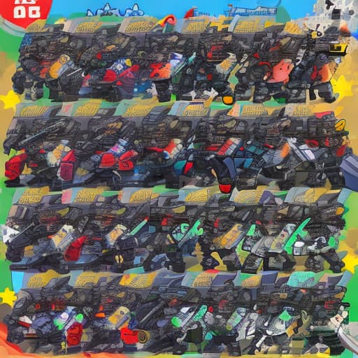  Mixed gun chaos fight Mini games characters,