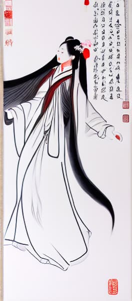  portrait of a woman standing , (masterpiece, best quality:1.2), traditional chinese ink painting,modelshoot style, peaceful, (smile), looking at viewer, wearing long hanfu, hyperrealistic, full body, detailed clothing, highly detailed, cinematic lighting, stunningly beautiful, intricate, sharp focus, f/1. 8, 85mm, (centered image composition), (professionally color graded), ((bright soft diffused light)), volumetric fog, trending on instagram, trending on tumblr, HDR 4K, 8K