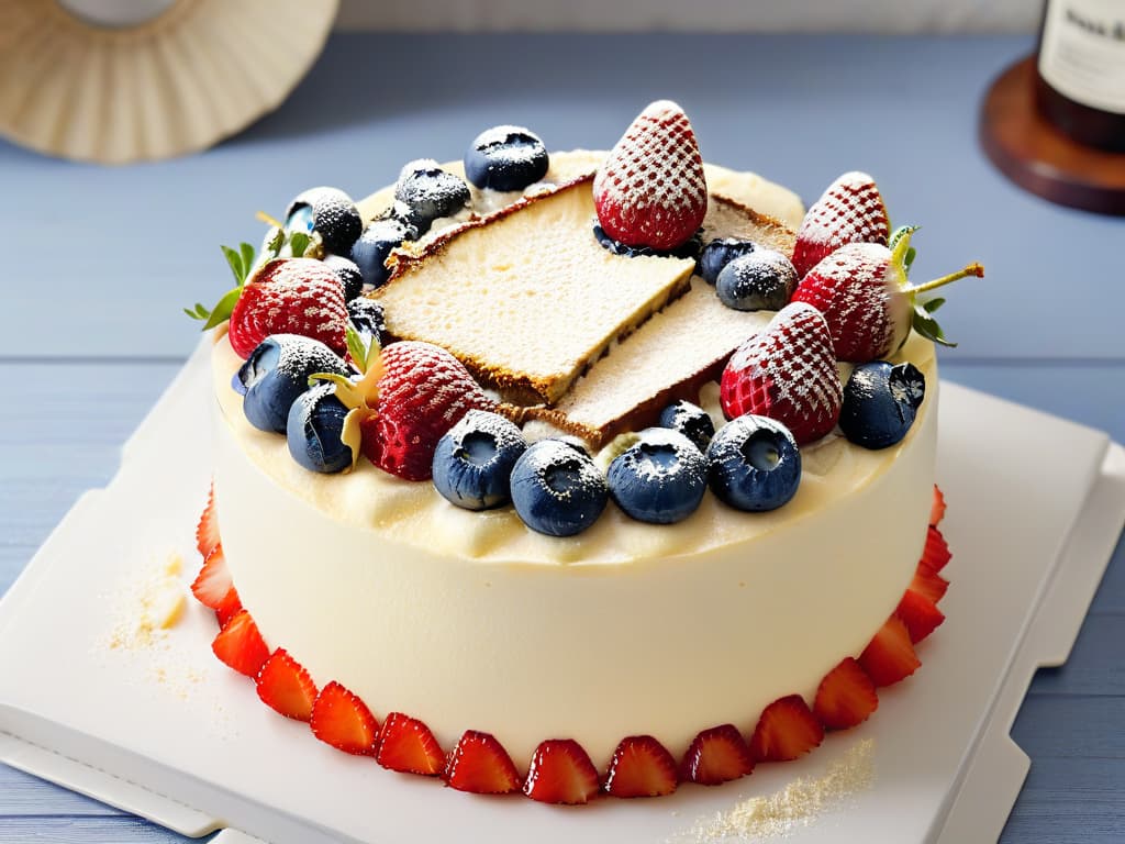  A closeup, ultradetailed image of a perfectly baked healthy cheesecake, showcasing a goldenbrown crust made from crushed almonds and oats, topped with a smooth and creamy lowfat cream cheese filling. The cheesecake is garnished with fresh strawberries and blueberries, adding a pop of color against the light, airy texture of the dessert. The minimalist presentation highlights the natural beauty and elegance of this guiltfree indulgence. hyperrealistic, full body, detailed clothing, highly detailed, cinematic lighting, stunningly beautiful, intricate, sharp focus, f/1. 8, 85mm, (centered image composition), (professionally color graded), ((bright soft diffused light)), volumetric fog, trending on instagram, trending on tumblr, HDR 4K, 8K