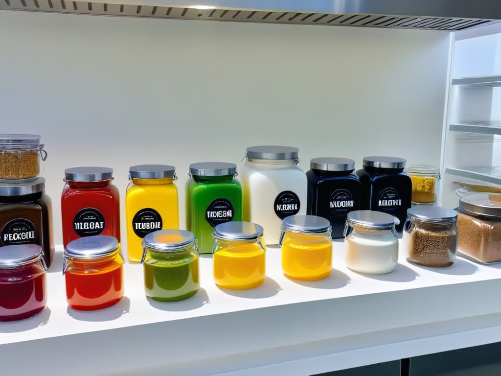  A minimalistic image of a pristine white kitchen counter with a perfectly organized array of colorful baking ingredients neatly lined up in matching glass jars, showcasing order and preparation for a baking contest. hyperrealistic, full body, detailed clothing, highly detailed, cinematic lighting, stunningly beautiful, intricate, sharp focus, f/1. 8, 85mm, (centered image composition), (professionally color graded), ((bright soft diffused light)), volumetric fog, trending on instagram, trending on tumblr, HDR 4K, 8K