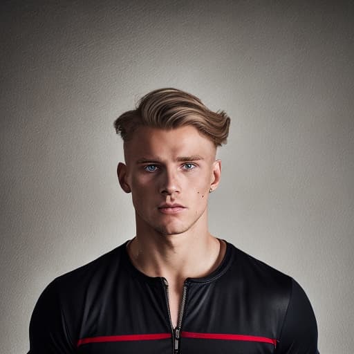 portrait+ style Russian queer fitness model blonde hunk dude face