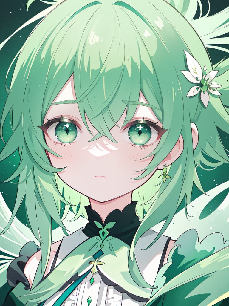  Three eyed green hair character, masterpiece, best quality,8k,ultra detailed,high resolution,an extremely delicate and beautiful,hyper detail