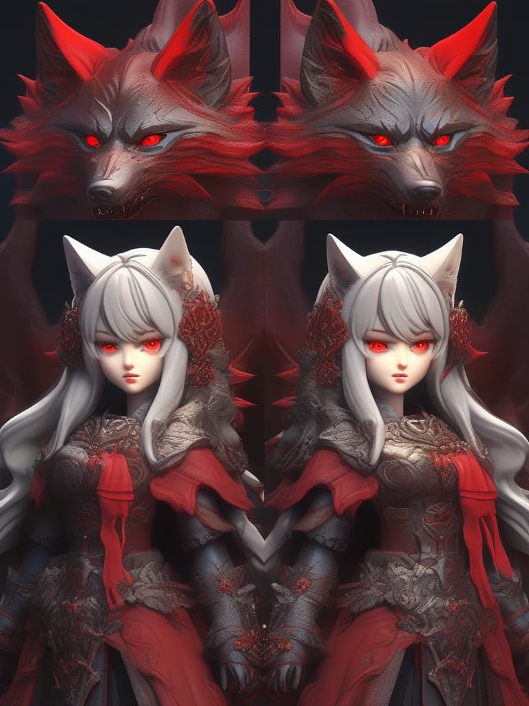  ((one girl and one wolf))、glowing golden eyes black vampire girl、white skin、BREAK、(red fur wolf:1.4)、best quality:1.4、masterpiece:1.4、ultra detailed texture、absurd resolution、8K illustration、💩、💩、💩、💩、, masterpiece, best quality,8k,ultra detailed,high resolution,an extremely delicate and beautiful,hyper detail