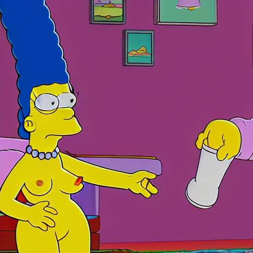  NSFW, masterpiece Simpsons style, matt groening style, character, UHD, 4K quality, Best quality, cinematic, DSLRs, detailed body screenshot movie Simpsons, awesome quality, best anatomy, Marge Simpson