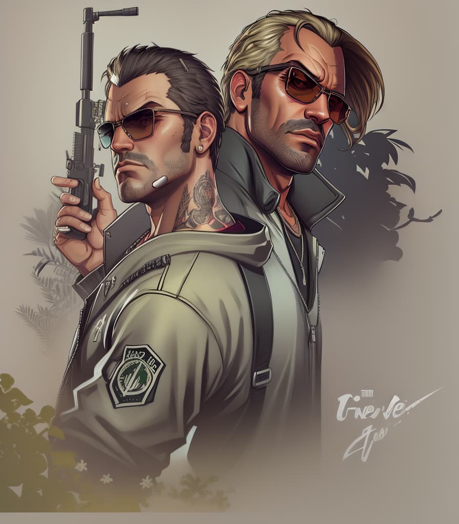  gtav style, (best quality), ((artwork-gta5 heavily stylized)), poster design, detailed, highly detailed, sunglasses, masterpiece, highres