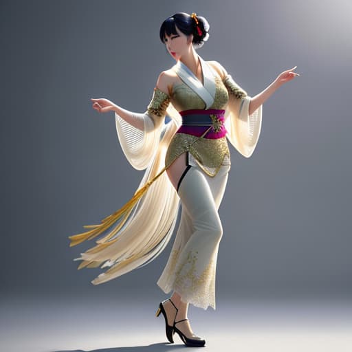   Japanese in a short dances. hyperrealistic, full body, detailed clothing, highly detailed, cinematic lighting, stunningly beautiful, intricate, sharp focus, f/1. 8, 85mm, (centered image composition), (professionally color graded), ((bright soft diffused light)), volumetric fog, trending on instagram, trending on tumblr, HDR 4K, 8K