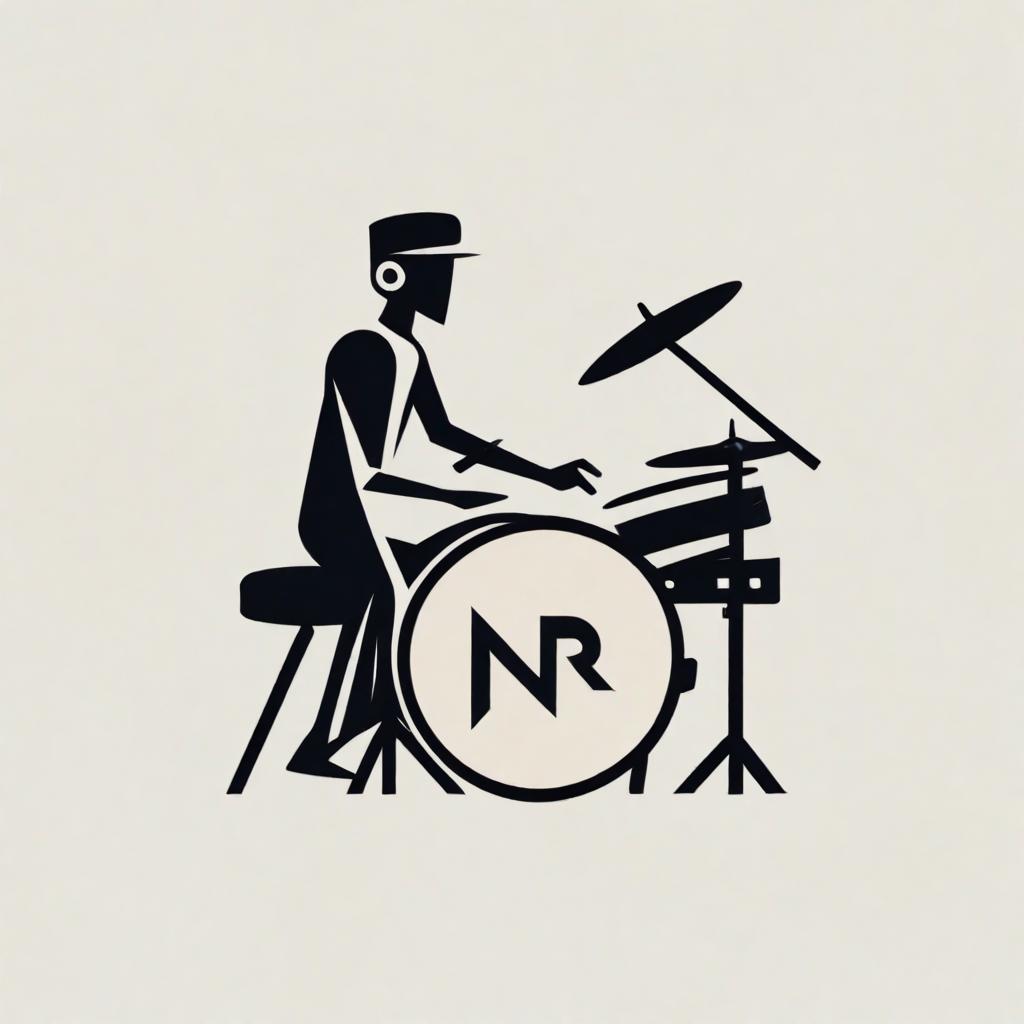  abstract brand icon drummer. No background or colour. simple modern and cool