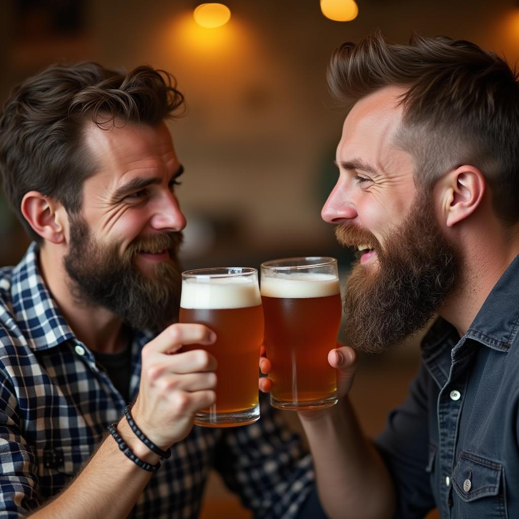  two men drinking beer