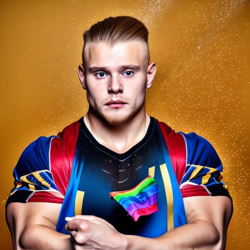 portrait+ style russian homosexual queer powerlifter blonde very cute dude face