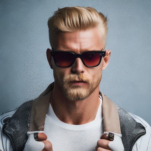 portrait+ style russian queer fitness model blonde very cute dilf dude face