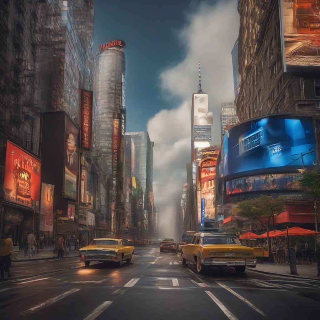  New York, title on the advertising banner in the street "Pepsi Generation", detailed text hyperrealistic, full body, detailed clothing, highly detailed, cinematic lighting, stunningly beautiful, intricate, sharp focus, f/1. 8, 85mm, (centered image composition), (professionally color graded), ((bright soft diffused light)), volumetric fog, trending on instagram, trending on tumblr, HDR 4K, 8K