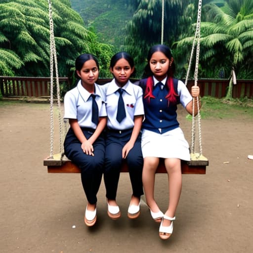  Mizoram student uniform up ing pissing show friends outdoor sit on swing