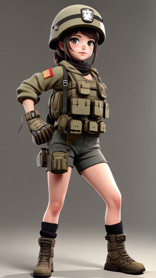  Combat Full body triceps U.S. soldier full equipment machine gun girl cute