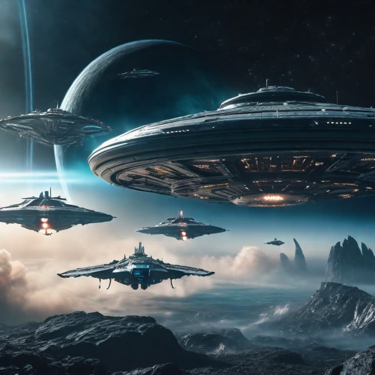  Epic space battle with alien ships hyperrealistic, full body, detailed clothing, highly detailed, cinematic lighting, stunningly beautiful, intricate, sharp focus, f/1. 8, 85mm, (centered image composition), (professionally color graded), ((bright soft diffused light)), volumetric fog, trending on instagram, trending on tumblr, HDR 4K, 8K