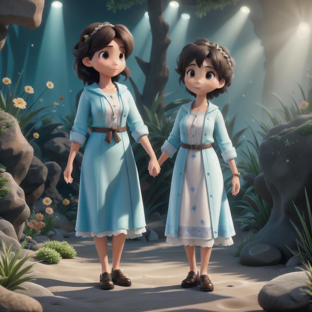  "A young child and their mother, having just arrived on an island and encountering a variety of friendly animals, begin a magical underwater adventure. The child is wide-eyed with awe and wonder." hyperrealistic, full body, detailed clothing, highly detailed, cinematic lighting, stunningly beautiful, intricate, sharp focus, f/1. 8, 85mm, (centered image composition), (professionally color graded), ((bright soft diffused light)), volumetric fog, trending on instagram, trending on tumblr, HDR 4K, 8K