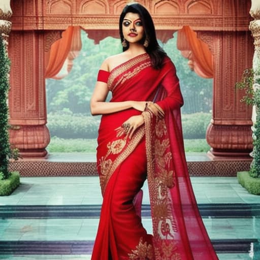  kajal aggarwal saree red