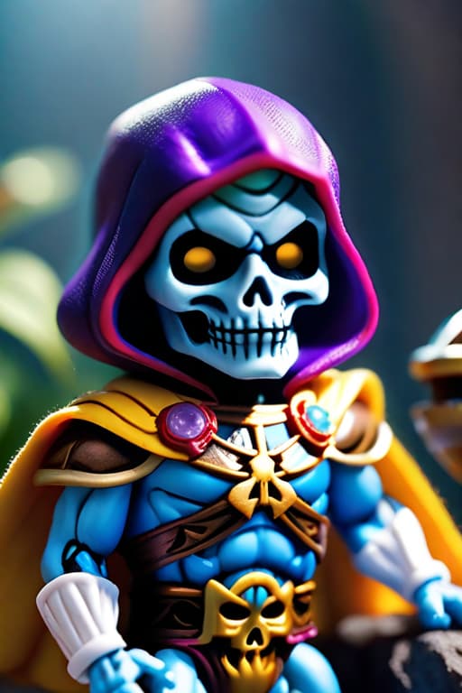  Skeletor as a baby hyperrealistic, full body, detailed clothing, highly detailed, cinematic lighting, stunningly beautiful, intricate, sharp focus, f/1. 8, 85mm, (centered image composition), (professionally color graded), ((bright soft diffused light)), volumetric fog, trending on instagram, trending on tumblr, HDR 4K, 8K