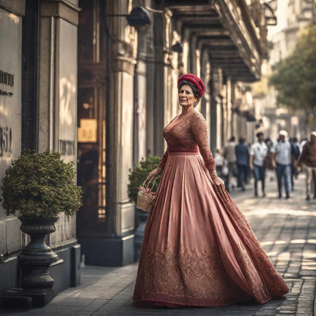  Argentinian mother with dress in Buenos Aires hyperrealistic, full body, detailed clothing, highly detailed, cinematic lighting, stunningly beautiful, intricate, sharp focus, f/1. 8, 85mm, (centered image composition), (professionally color graded), ((bright soft diffused light)), volumetric fog, trending on instagram, trending on tumblr, HDR 4K, 8K