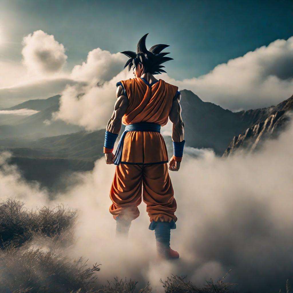  Goku peleando con a barni hyperrealistic, full body, detailed clothing, highly detailed, cinematic lighting, stunningly beautiful, intricate, sharp focus, f/1. 8, 85mm, (centered image composition), (professionally color graded), ((bright soft diffused light)), volumetric fog, trending on instagram, trending on tumblr, HDR 4K, 8K