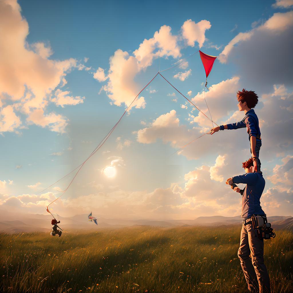  ((masterpiece)), (((best quality))), 8k, high detailed, ultra-detailed. A boy playing with a kite on a sunny day, with modern gear background in the distance and grass in front hyperrealistic, full body, detailed clothing, highly detailed, cinematic lighting, stunningly beautiful, intricate, sharp focus, f/1. 8, 85mm, (centered image composition), (professionally color graded), ((bright soft diffused light)), volumetric fog, trending on instagram, trending on tumblr, HDR 4K, 8K