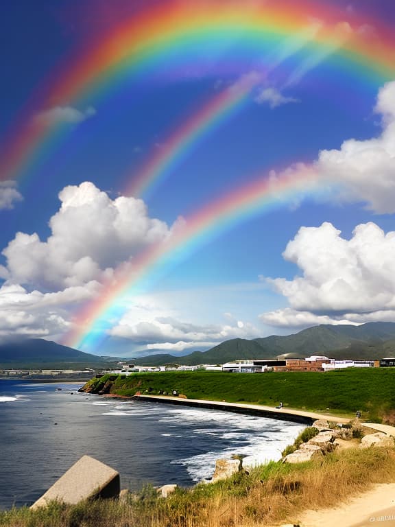  Blue sky and rainbow