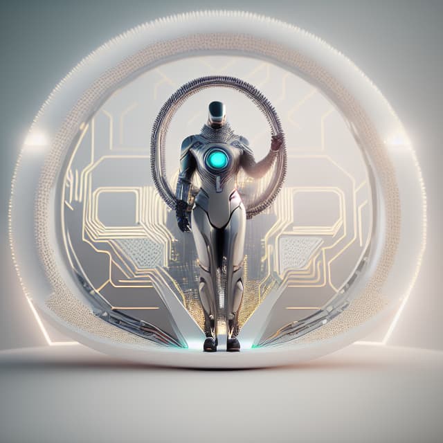  make a banner for crypto project with futuristic look based on ai  hyperrealistic, full body, detailed clothing, highly detailed, cinematic lighting, stunningly beautiful, intricate, sharp focus, f/1. 8, 85mm, (centered image composition), (professionally color graded), ((bright soft diffused light)), volumetric fog, trending on instagram, trending on tumblr, HDR 4K, 8K