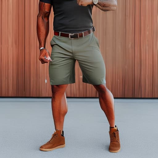 lnkdn photography muscle jock in khaki shorts and polo, laughing