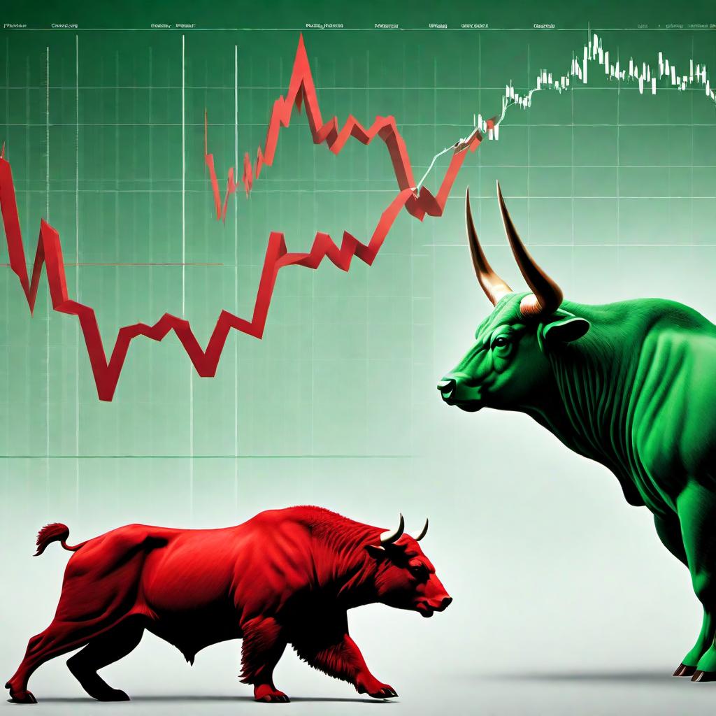  Create an artistic representation of two animals symbolizing the stock market ready to fight. The first animal is a green bull (Taurus) with big horns, poised aggressively. The second animal is a red bear, also aggressive in stance, suggesting they are about to engage in conflict. In the background, include a dynamic and visually engaging stock price chart showing the volatility with prices going up and down, indicating stock market activity. Ensure this chart is stylized to complement the scene without overpowering the central animal figures. At the top of the image, prominently and clearly include the text 'Ace Trader Club' in a bold, legible font that spans the width of the image to instantly convey the affiliation or message. hyperrealistic, full body, detailed clothing, highly detailed, cinematic lighting, stunningly beautiful, intricate, sharp focus, f/1. 8, 85mm, (centered image composition), (professionally color graded), ((bright soft diffused light)), volumetric fog, trending on instagram, trending on tumblr, HDR 4K, 8K