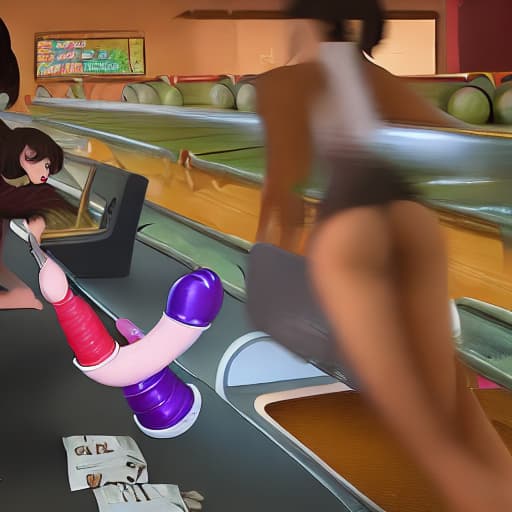  A girl bowling for dildos