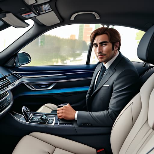  Handsome guy in a BMW 7 series,