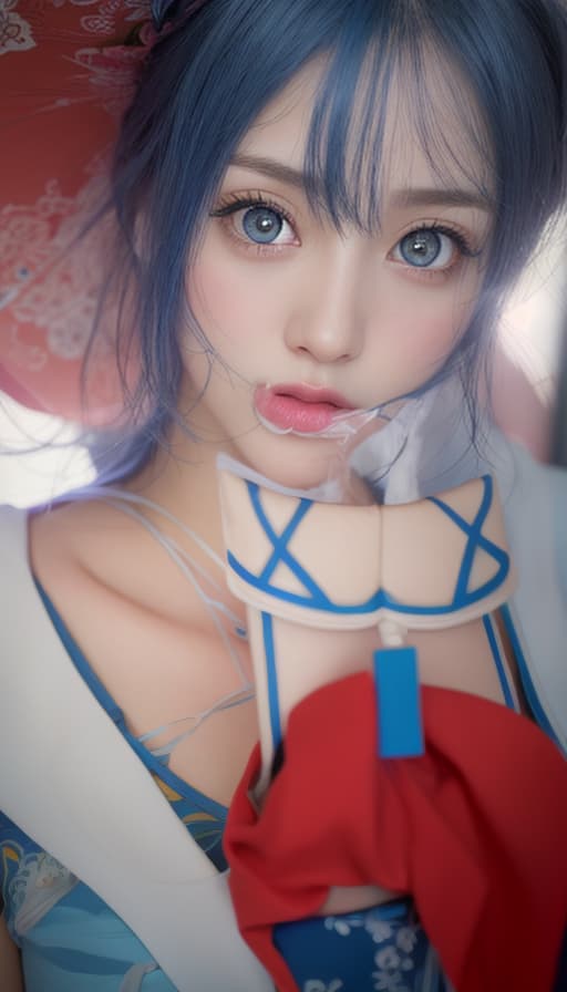  Cute, beautiful girl, blue hair, (Masterpiece, BestQuality:1.3), (ultra detailed:1.2), (hyperrealistic:1.3), (RAW photo:1.2),High detail RAW color photo, professional photograph, (Photorealistic:1.4), (realistic:1.4), ,professional lighting, (japanese), beautiful face, (realistic face)