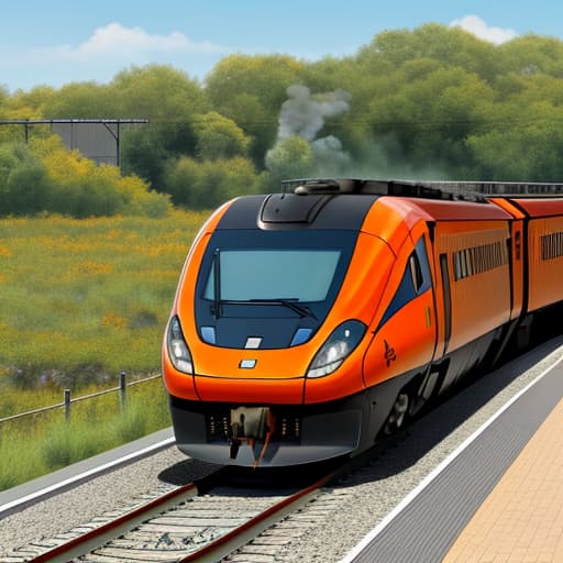  Draw a picture of a train with orange body lines