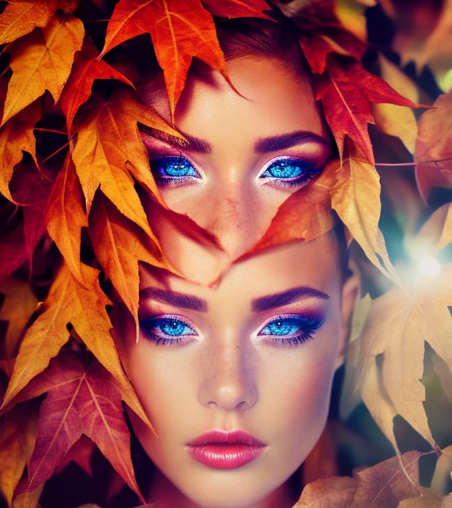 portrait+ style Eyes sparkled with the vibrant colors of autumn leaves