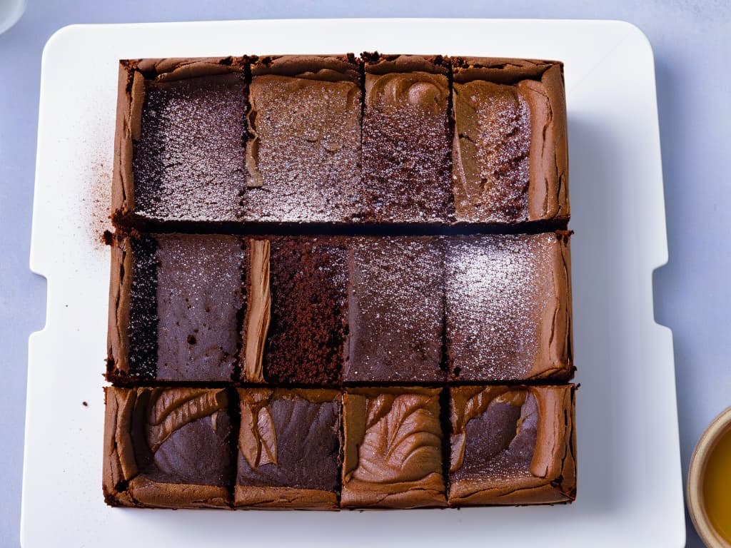  An ultradetailed closeup image of a decadent chocolate macadamia nut brownie, showcasing the rich, fudgy texture studded with crunchy macadamia nuts. The brownie sits on a sleek, white marble countertop, with a scattering of whole macadamia nuts and a dusting of cocoa powder as garnish. The lighting is soft, highlighting the glossy surface of the brownie and the intricate details of the nuts, creating a mouthwatering and sophisticated visual appeal. hyperrealistic, full body, detailed clothing, highly detailed, cinematic lighting, stunningly beautiful, intricate, sharp focus, f/1. 8, 85mm, (centered image composition), (professionally color graded), ((bright soft diffused light)), volumetric fog, trending on instagram, trending on tumblr, HDR 4K, 8K