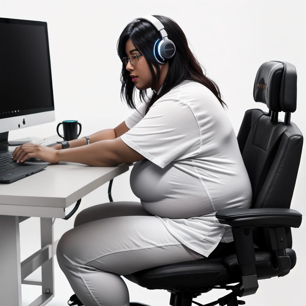  raccoon sitting in gaming chair front a computer on desktop, ((semi anthropomorphic)),(full body), tail, belly, sitting, fat, (chubby), (((white background))), solo, desktop, gaming chair, side view,  [[[clothes]]] hyperrealistic, full body, detailed clothing, highly detailed, cinematic lighting, stunningly beautiful, intricate, sharp focus, f/1. 8, 85mm, (centered image composition), (professionally color graded), ((bright soft diffused light)), volumetric fog, trending on instagram, trending on tumblr, HDR 4K, 8K