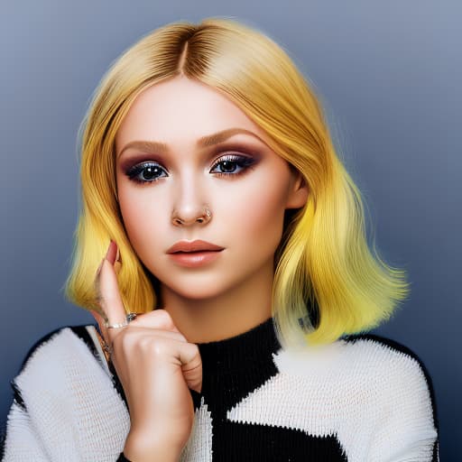 portrait+ style russian queer pop singer blonde female face