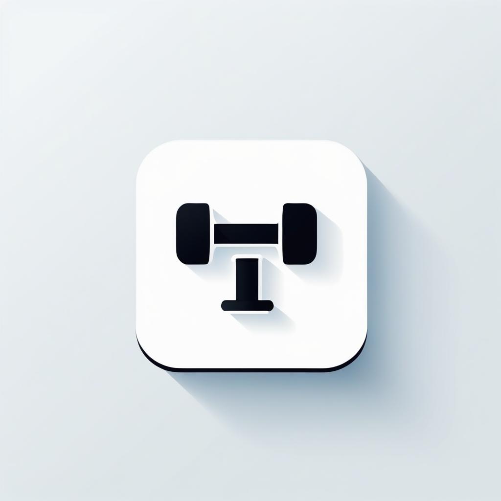  rounded edges square mobile app logo design, flat vector, minimalistic, icon of a dumbbell