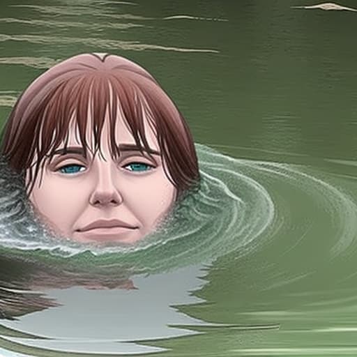  woman's head drowning in lake