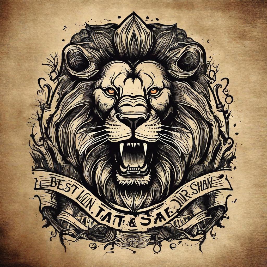  masterpiece, best quality, Lion, eagle, shark, angry, attack, land and sea and air, tattoo d3sign