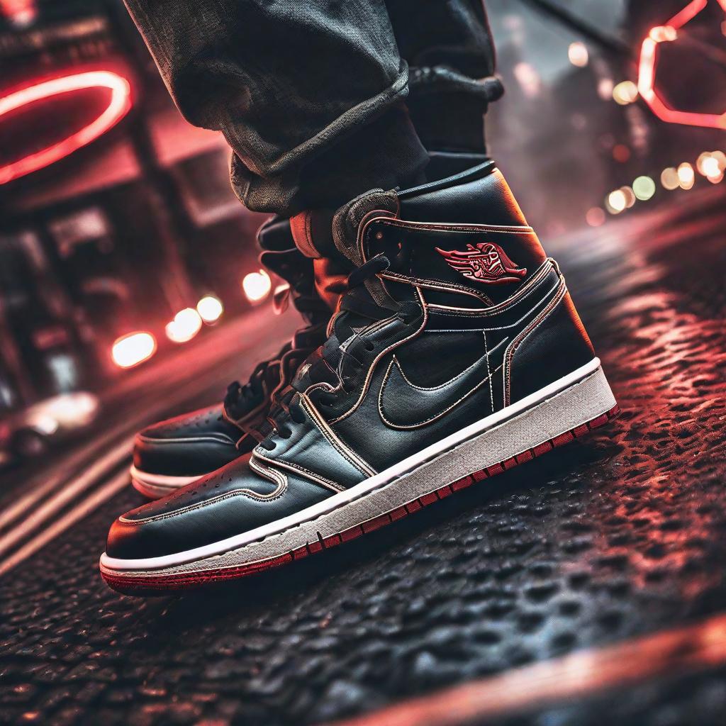  Zapatos jordan 1 hyperrealistic, full body, detailed clothing, highly detailed, cinematic lighting, stunningly beautiful, intricate, sharp focus, f/1. 8, 85mm, (centered image composition), (professionally color graded), ((bright soft diffused light)), volumetric fog, trending on instagram, trending on tumblr, HDR 4K, 8K