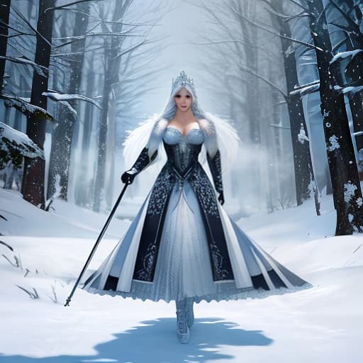  Snow queen Apply the Following Styles 3Drenderer hyperrealistic, full body, detailed clothing, highly detailed, cinematic lighting, stunningly beautiful, intricate, sharp focus, f/1. 8, 85mm, (centered image composition), (professionally color graded), ((bright soft diffused light)), volumetric fog, trending on instagram, trending on tumblr, HDR 4K, 8K