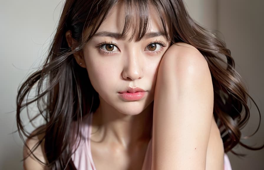  , a in 20s, smooth tan skin, light hazel eyes, silky smooth straight nut brown hair, long hair with bangs, pink s, legs wide, fingers ing pink folds, smooth no hair, virgin, blushing face, European, hourgl body, huge , (Masterpiece, BestQuality:1.3), (ultra detailed:1.2), (hyperrealistic:1.3), (RAW photo:1.2),High detail RAW color photo, professional photograph, (Photorealistic:1.4), (realistic:1.4), ,professional lighting, (japanese), beautiful face, (realistic face)