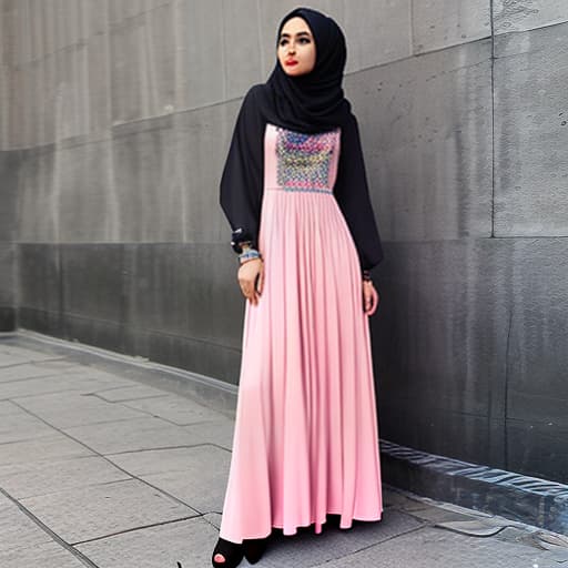 nvinkpunk Drawing three dimensional drawing of long maxi gulf loose dress for Muslim hijab.stylish.chic design with beads Long dress with integrated hijab formed to be suitable for the form of Arab Muslim women and consists of a long-sleeved with .Cornish Plissé material