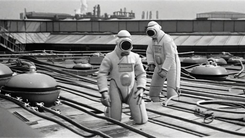  The most complex decontamination mission given to the liquidators involved cleaning the roof of the Chernobyl Power Plant Reactor No. 4 that had exploded. Several robots were initially deployed for the cleaning mission, but all of them malfunctioned due to the high levels of radiation. The only solution was to deploy humans, so called bio robots, to manually remove the highly radioactive rubble and debris. There were about 3750 bio robots operating on that roof. They were given improvised aprons and vests lined with lead to protect them from radiation. Lead pieces were also placed in other areas of the body.