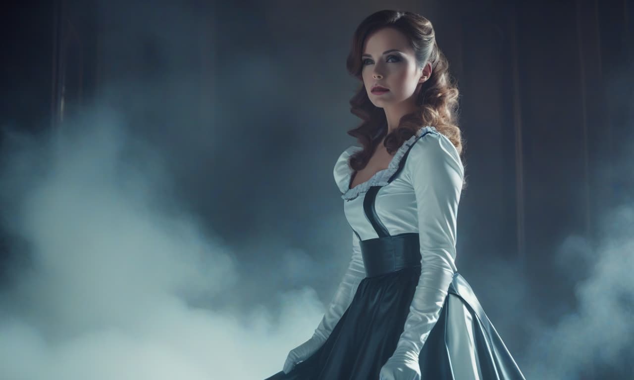  latex housemaid in gloves hyperrealistic, full body, detailed clothing, highly detailed, cinematic lighting, stunningly beautiful, intricate, sharp focus, f/1. 8, 85mm, (centered image composition), (professionally color graded), ((bright soft diffused light)), volumetric fog, trending on instagram, trending on tumblr, HDR 4K, 8K