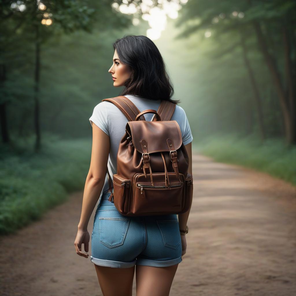  cinematic photo A old , a backpack on her back, and dark hair and brown eyes. . 35mm photograph, film, bokeh, professional, 4k, highly detailed hyperrealistic, full body, detailed clothing, highly detailed, cinematic lighting, stunningly beautiful, intricate, sharp focus, f/1. 8, 85mm, (centered image composition), (professionally color graded), ((bright soft diffused light)), volumetric fog, trending on instagram, trending on tumblr, HDR 4K, 8K