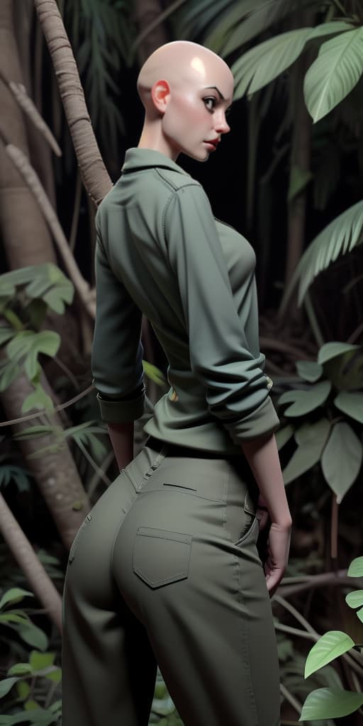  -bald in the jungle, takes off her pants, without , with her back turned. show only such options!