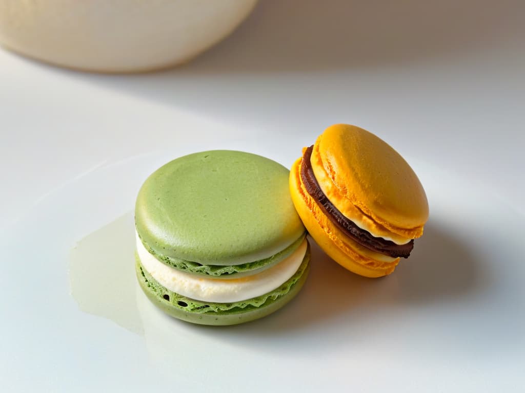  A stunning, ultradetailed closeup image of a delicate, intricate macaron created by Pierre Hermé. The focus is on the vibrant colors and the precise details of the confection, showcasing the artistry and craftsmanship behind his pastries. The image captures the essence of elegance and sophistication in a minimalistic style, highlighting the beauty of Hermé's creations. hyperrealistic, full body, detailed clothing, highly detailed, cinematic lighting, stunningly beautiful, intricate, sharp focus, f/1. 8, 85mm, (centered image composition), (professionally color graded), ((bright soft diffused light)), volumetric fog, trending on instagram, trending on tumblr, HDR 4K, 8K